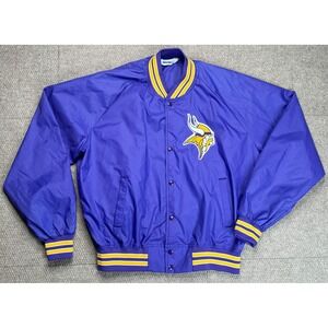 Chalk‎ Line NFL Vintage Minnesota Vikings Full Zip Satin Jacket Size XXL